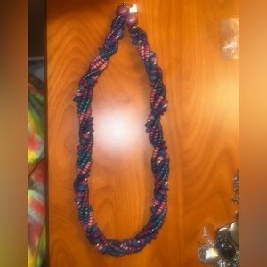 4 strand wood bead spiral necklace